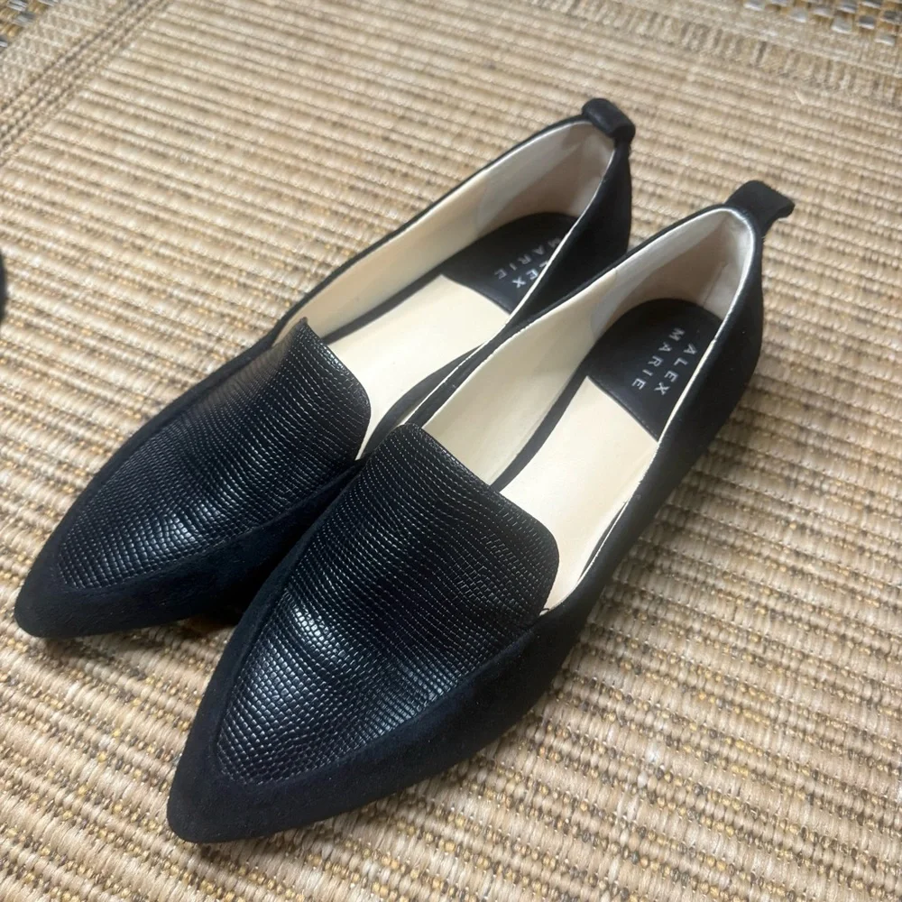 Alex Marie Cambell Suede and Embossed Leather Flats - Picture 1 of 5